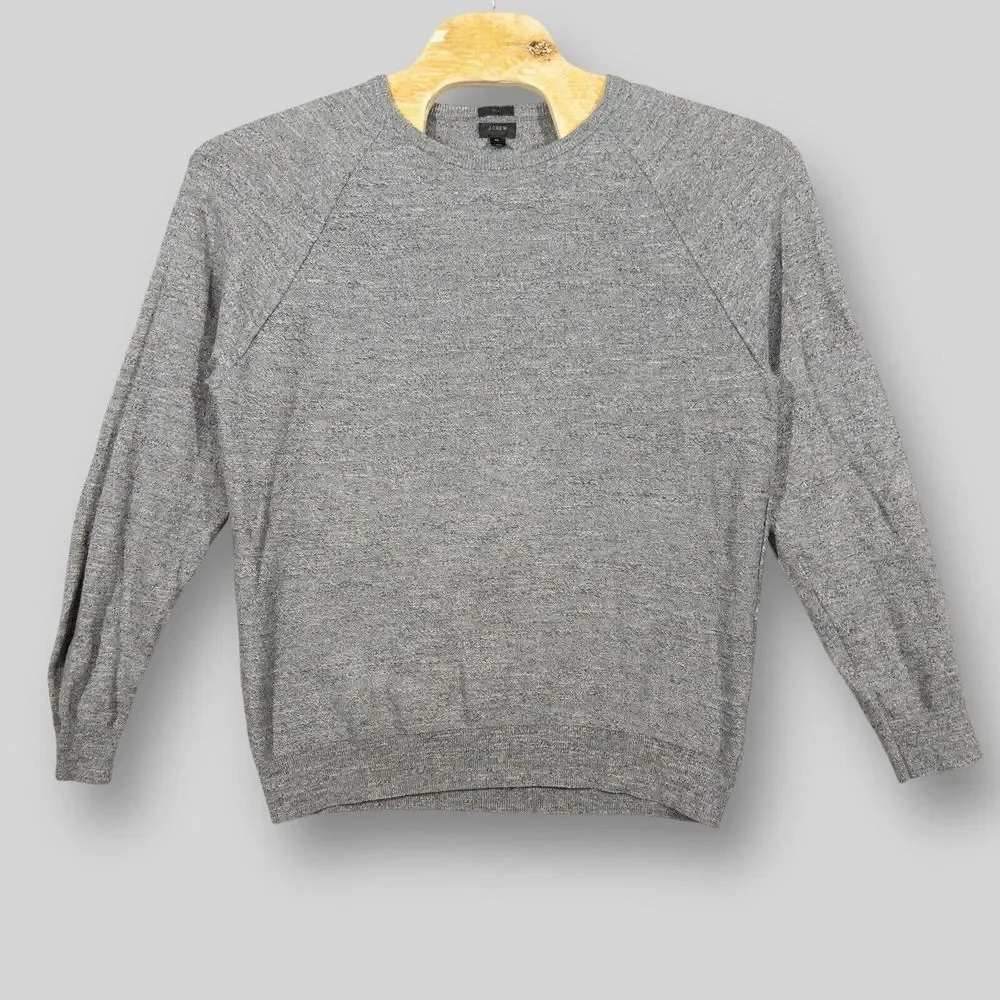 J. Crew Sweater Mens XL Gray Slim Fit Rugged Cotton Crew‎ Neck Pullover